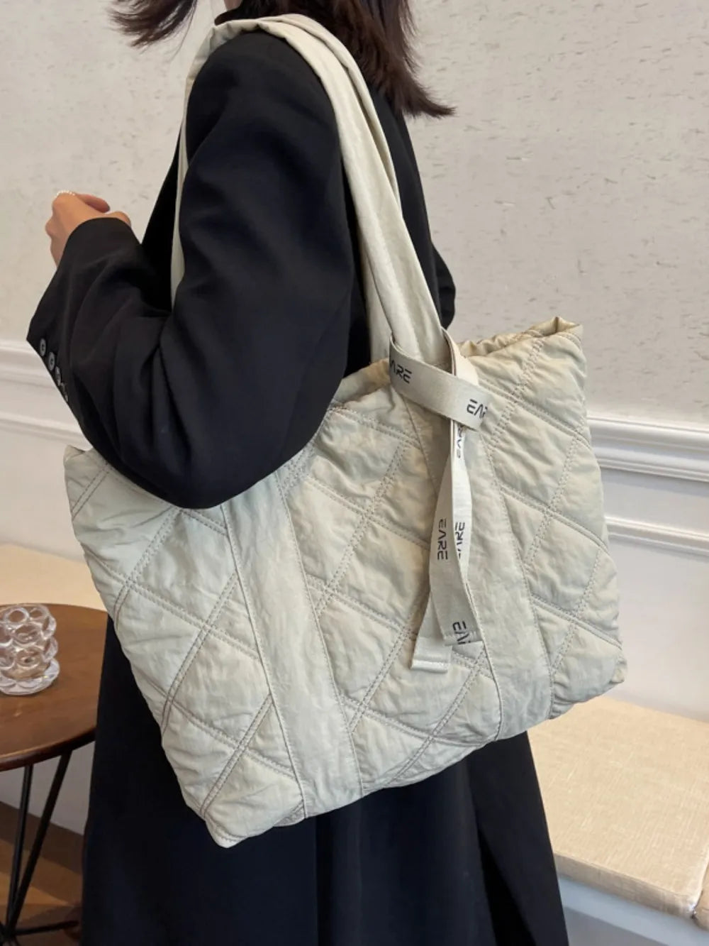 Quilted Nylon Large Tote Bag - LaTezza Online Shop