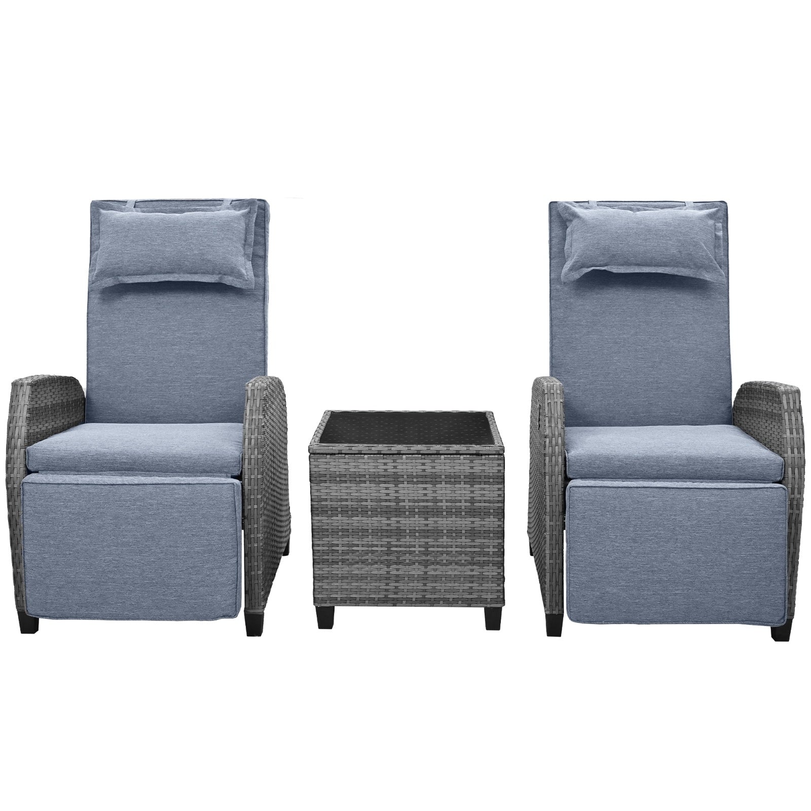 U Style Outdoor Rattan 2-Person Set With Coffee Table for Courtyard - LaTezza Online Shop