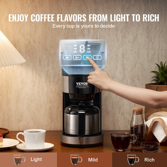 VEVOR 8-Cup Coffee Maker Drip Coffee Machine With 3 Brew Strength Control - LaTezza Online Shop
