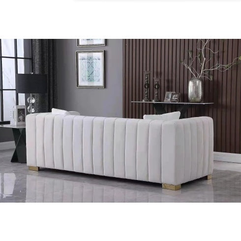 A Modern Channel Sofa Take On A Traditional Chesterfield,Grey Color,loveseater - LaTezza Online Shop