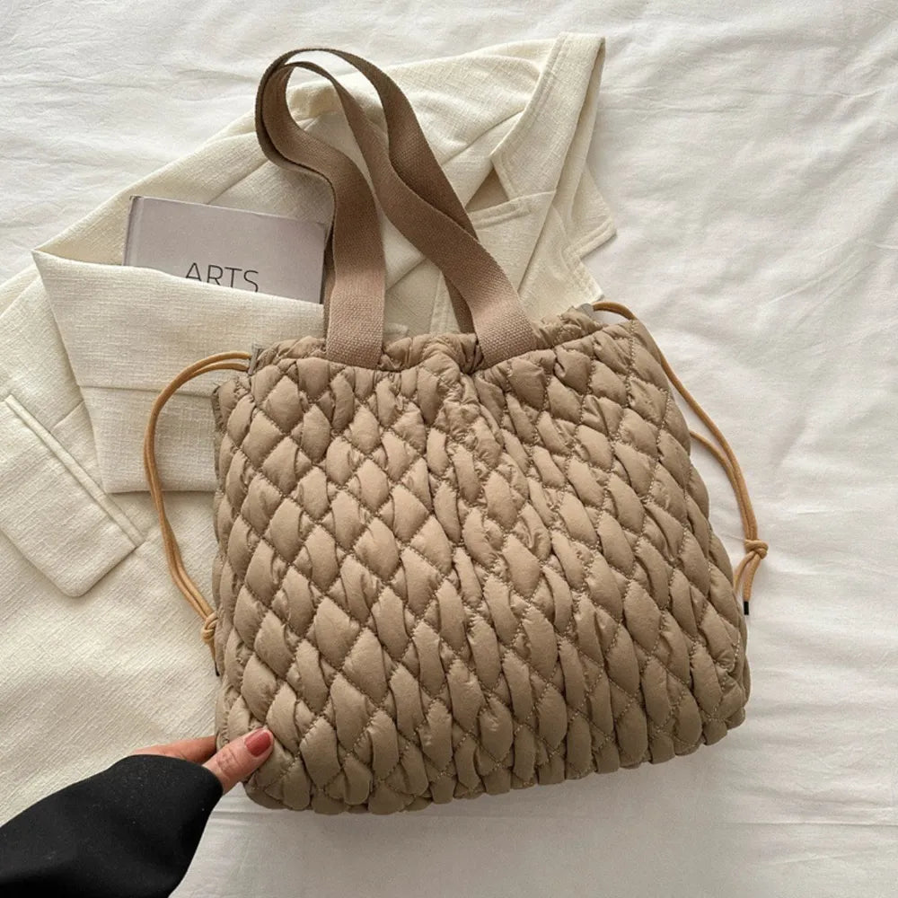 Drawstring Bubble Texture Tote Bag - LaTezza Online Shop