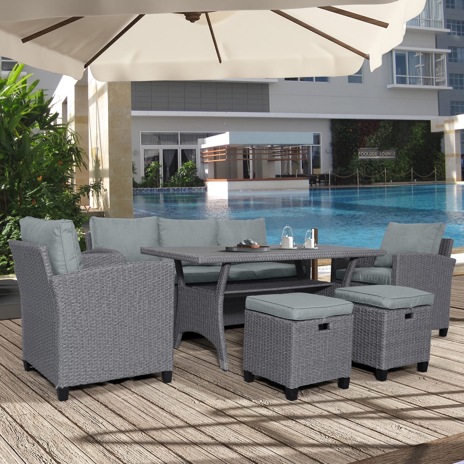6-piece Outdoor Rattan Courtyard Set - LaTezza Online Shop
