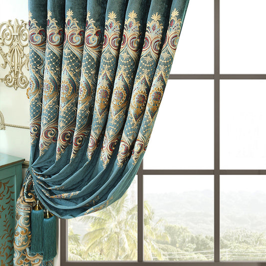 Luxury Elegant High-end Embroidered Curtains, Blackout Living Room Bedroom Villa, Velvet Curtains, Finished 2-piece - LaTezza Online Shop