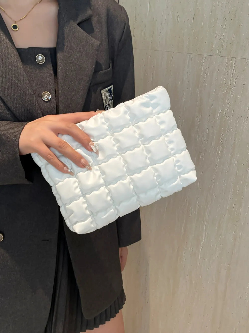 Quilted Plaid Clutch with Zipper - LaTezza Online Shop
