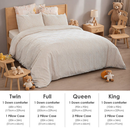 Bohemian Style Quilt Cover Set Tufted Cut Flower Machine Washable Without Shrinkage