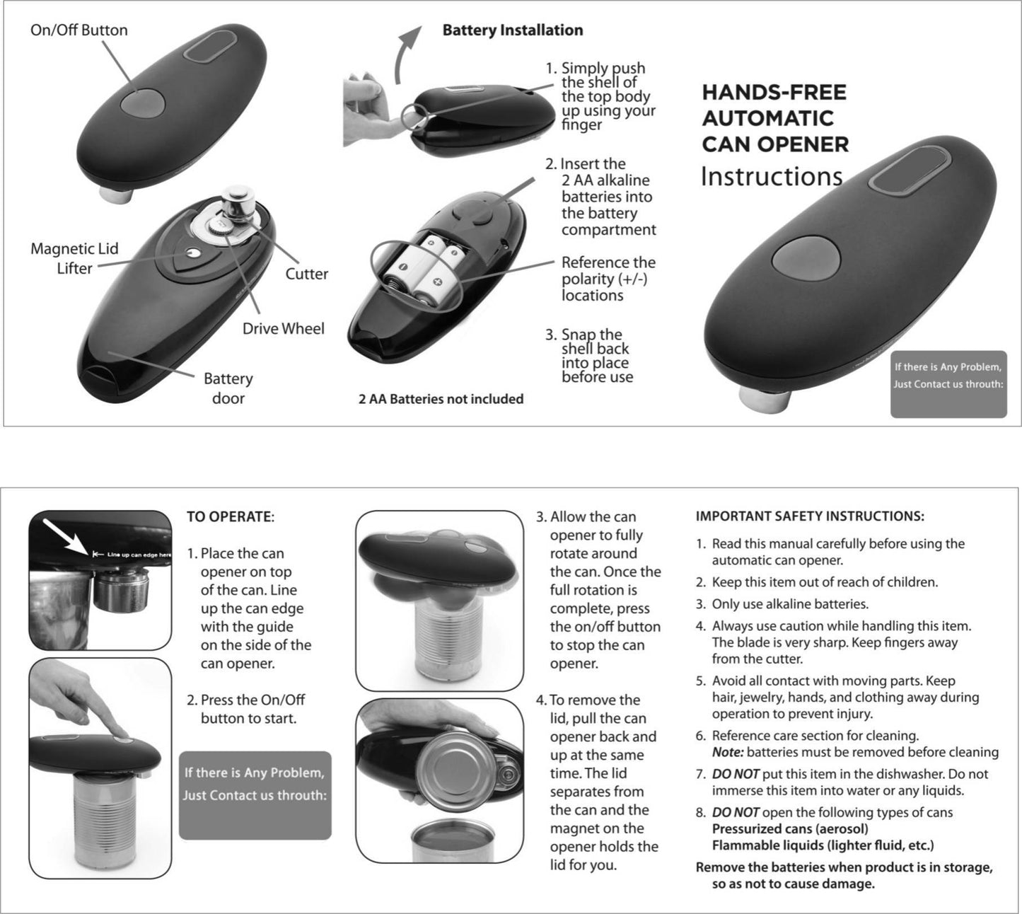Electric Can Opener Automatic Jar Bottle Can Machine One Touch Portable Kitchen Hand Free - LaTezza Online Shop