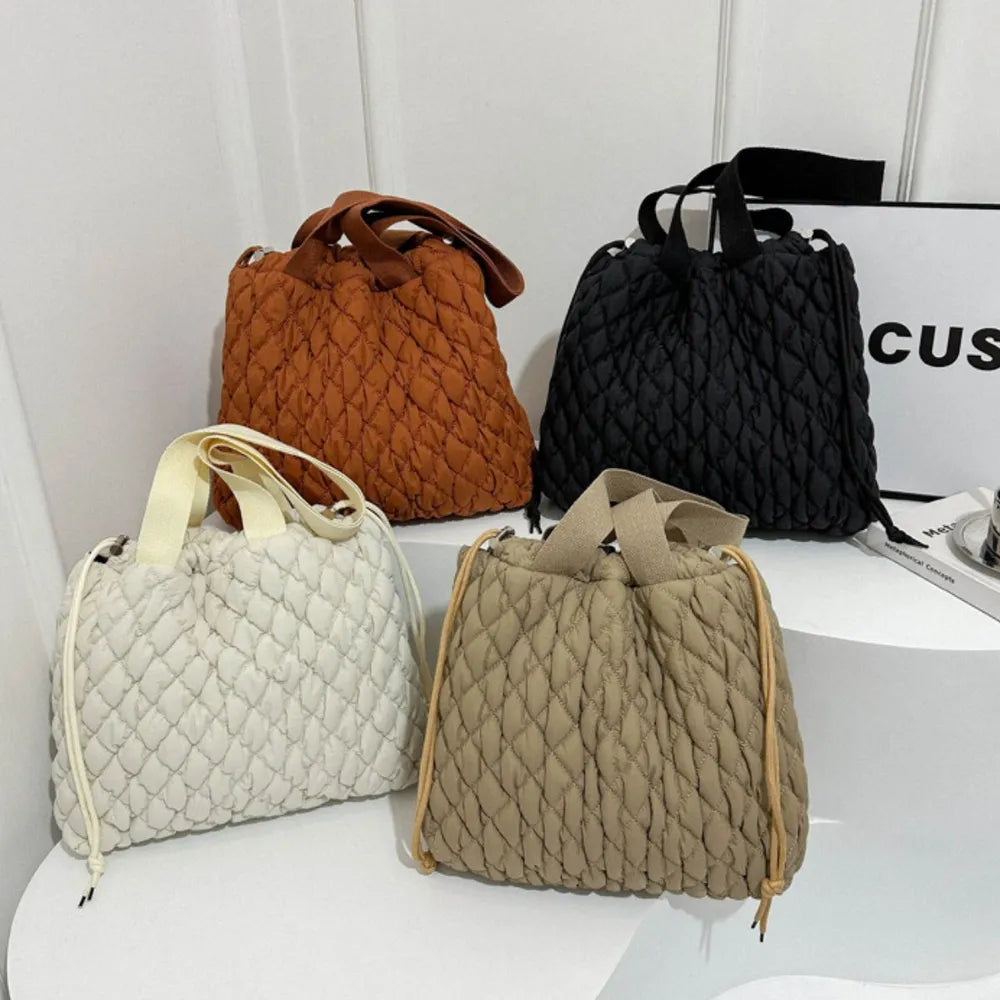 Drawstring Bubble Texture Tote Bag - LaTezza Online Shop