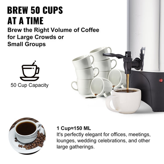 VEVOR Commercial Coffee Urn 50 Cup Stainless Steel Coffee Dispenser Fast Brew - LaTezza Online Shop