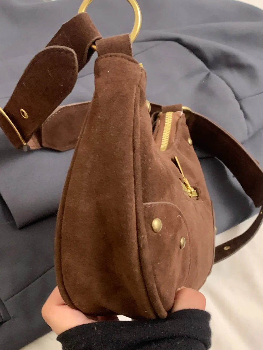 Small Suede Adjustable Strap Shoulder Bag - LaTezza Online Shop