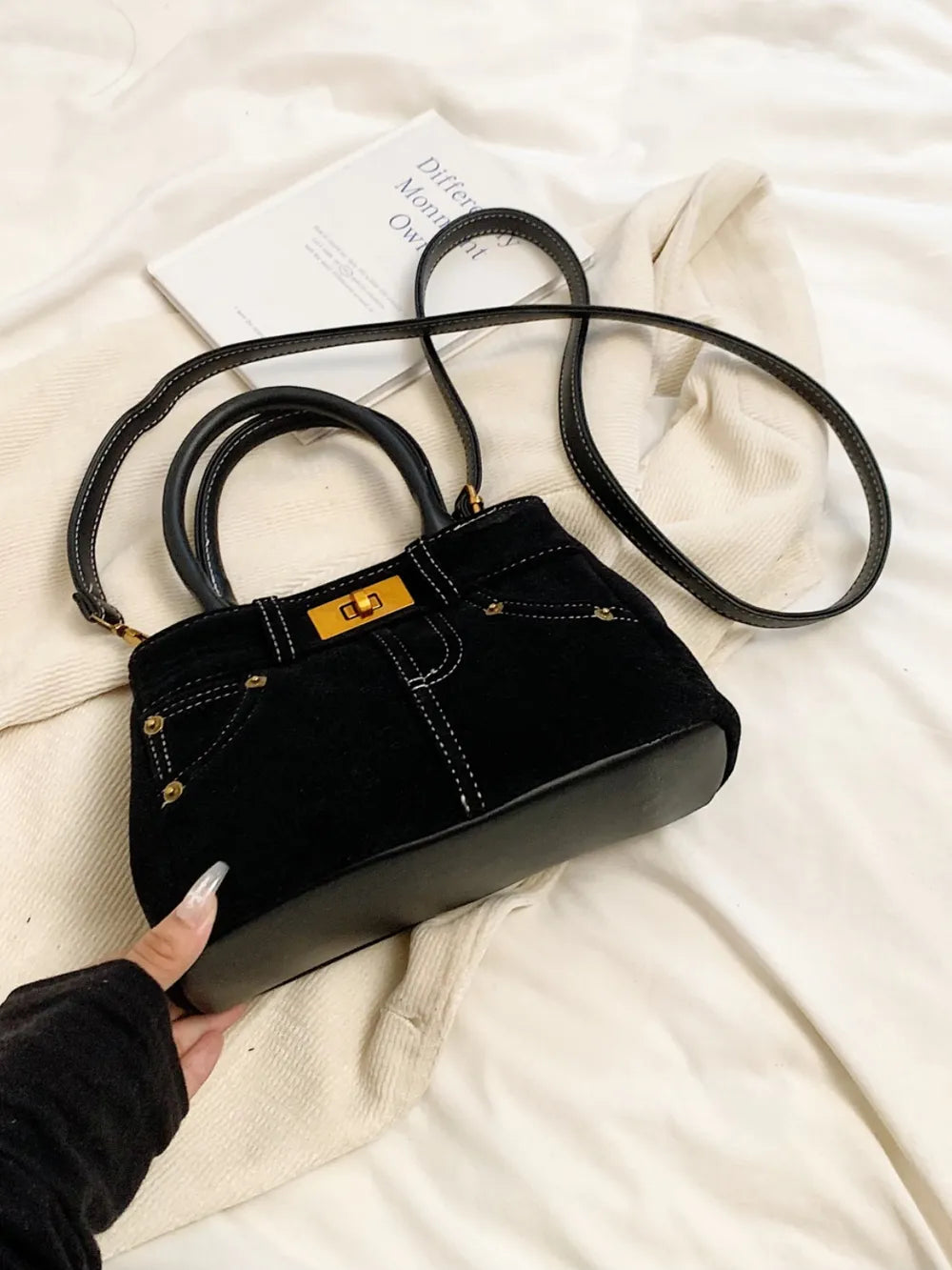 Suede Adjustable Strap Double-Use Handbag - LaTezza Online Shop