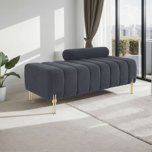 Grey Teddy Velvet Bench For Bedroom - LaTezza Online Shop