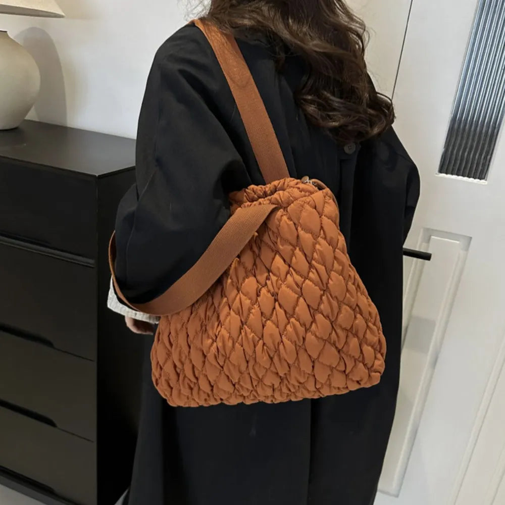 Drawstring Bubble Texture Tote Bag - LaTezza Online Shop