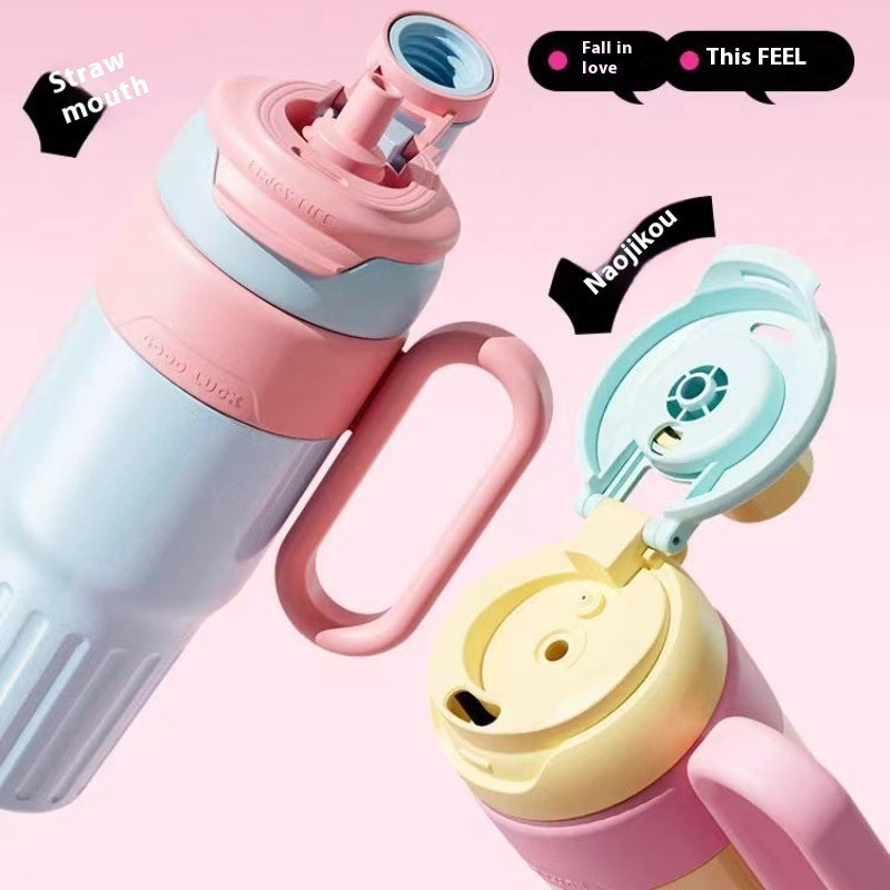 780ml Gradient Double Drink Thermal Cup Stainless Steel With Lid Coffee Cup Thermos Large Capacity Straw Cup For Male And Female - LaTezza Online Shop