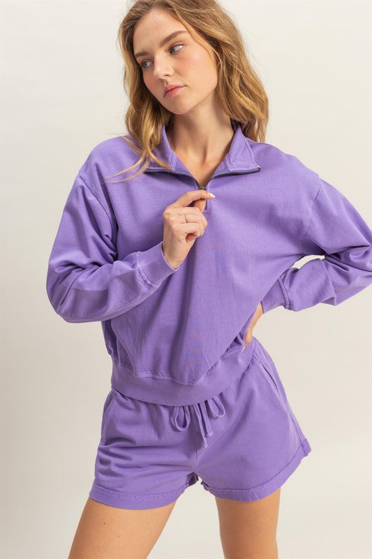Quarter Zip Drop Shoulder Sweatshirt - LaTezza Online Shop