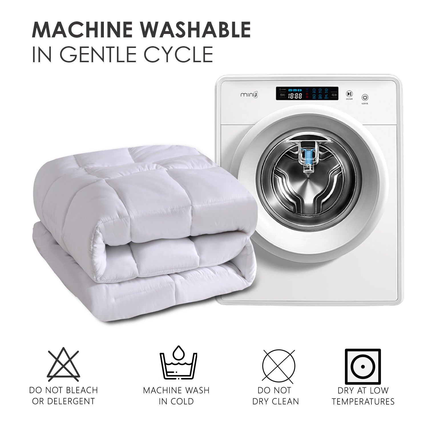 All-polyester Brushed Single Quilt Core Lattice Quilting With Microfiber Filling,  Suitable For All Seasons, Down Quilt Alternative, Breathable And Warm,  White Plaid, OKO-100 Certified, CPC  - LaTezza Online Shop