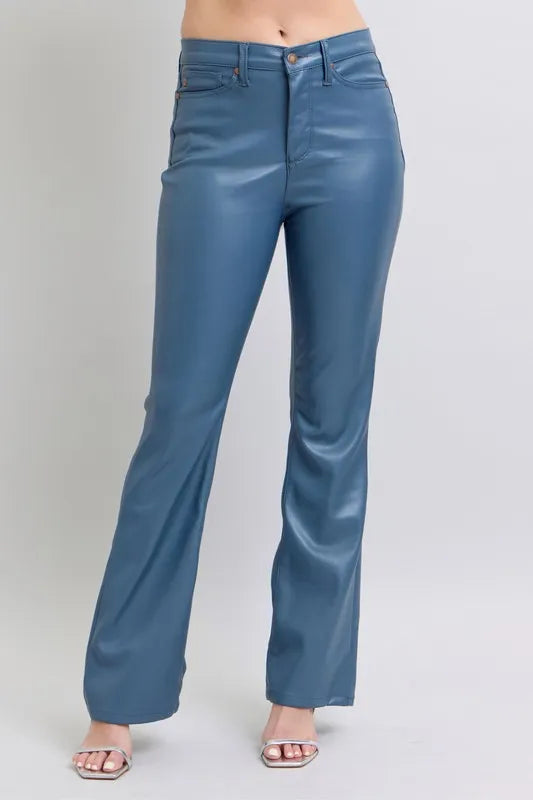 Judy Blue Full Size High Waist Tummy Control Faux Leather Bootcut Pants Plus Size - LaTezza Online Shop