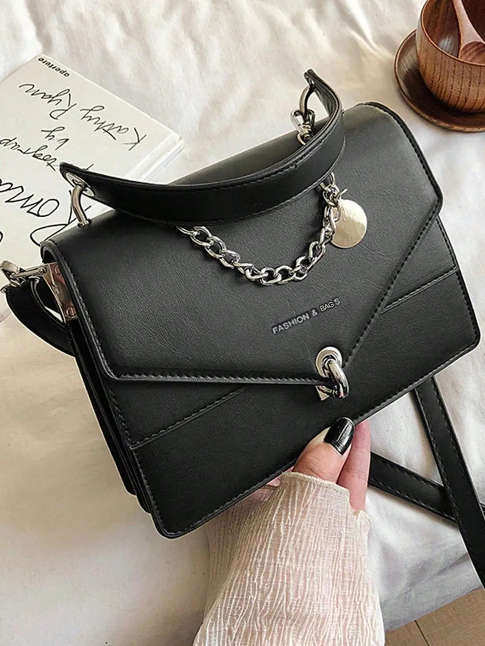 Chain PU Leather Detachable Shoulder Strap Handbag - LaTezza Online Shop