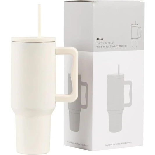 40 Oz Tumbler With Handle, Reusable Insulated Cup With Lid And Straw, Stainless Steel Water Bottle, Travel Mug For Cold And Hot - LaTezza Online Shop