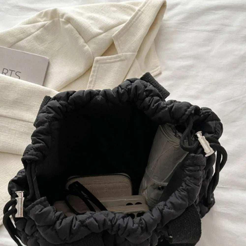 Drawstring Bubble Texture Tote Bag - LaTezza Online Shop