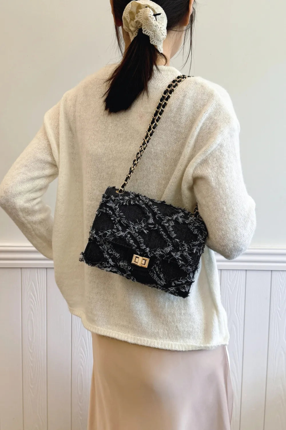 Raw Hem Denim Crossbody Bag - LaTezza Online Shop