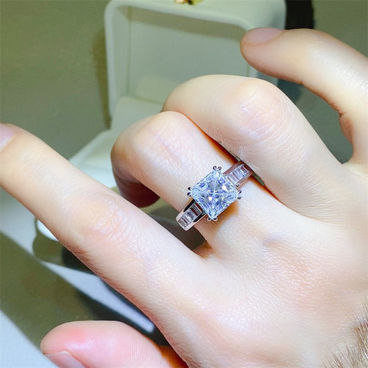 3 Carat Moissanite 925 Sterling Silver Square Shape Ring - LaTezza Online Shop