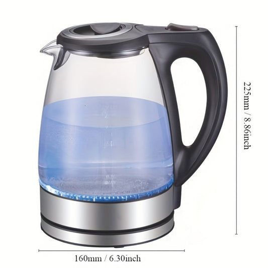 Electric Kettle With Stainless Steel Filter And Inner Lid, 1200W Wide Opening 1.7L Glass Tea Kettle & Hot Water Boiler Black - LaTezza Online Shop