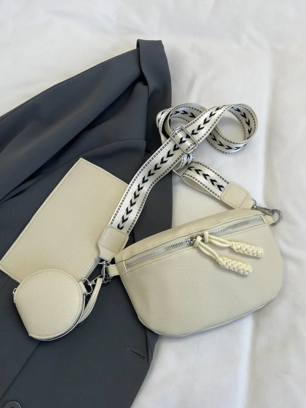 PU Leather Adjustable Strap Crossbody Bag with Coin Purse - LaTezza Online Shop