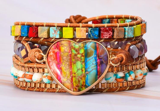 Natural imperial stone hand-woven bracelet - LaTezza Online Shop