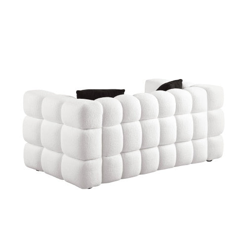 62.2length ,35.83 Deepth ,human Body Structure For USA People, Marshmallow Sofa,boucle Sofa ,White Color, 2 Seater - LaTezza Online Shop