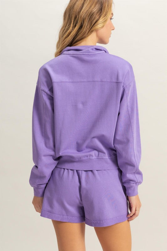 Quarter Zip Drop Shoulder Sweatshirt - LaTezza Online Shop