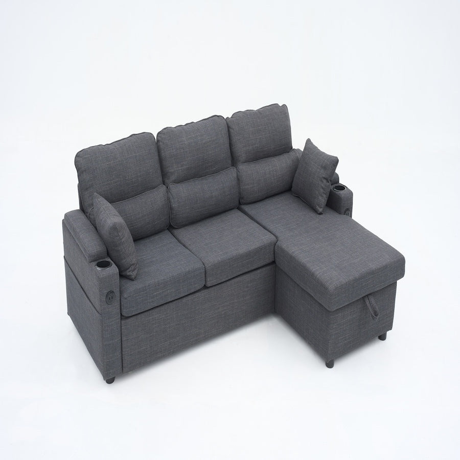 Convertible Sleeper Sofa 2 In 1 L Shaped Pull Out Sectional With Storage Space - LaTezza Online Shop