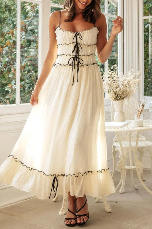 Midi Cami Dress Frill Tied Front - LaTezza Online Shop