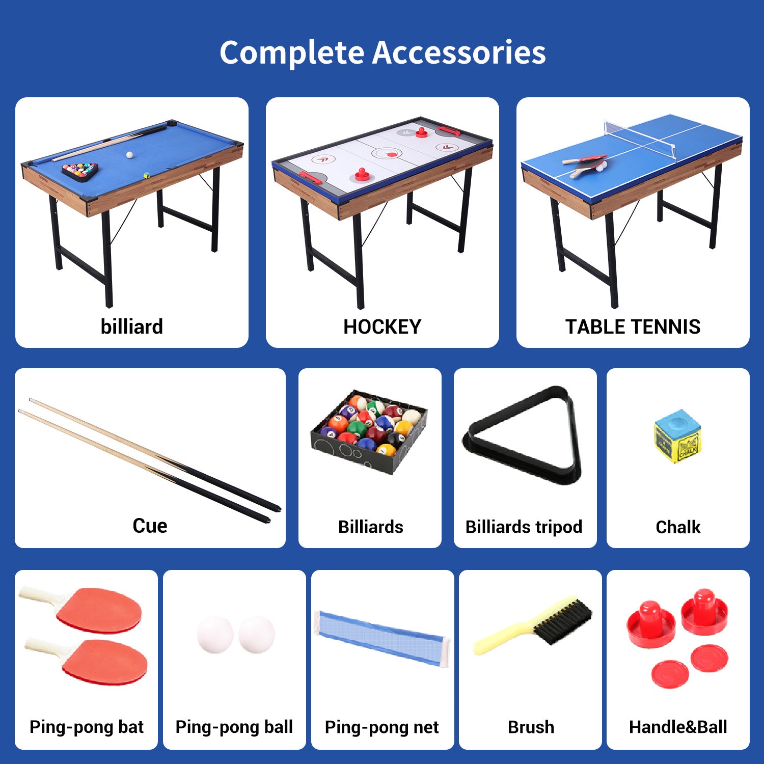 3 In 1 48in Folding Portable Combo Game Table Set With Ping Pong, Slide Hockey, Pool Billiards For Kids And Adults - LaTezza Online Shop