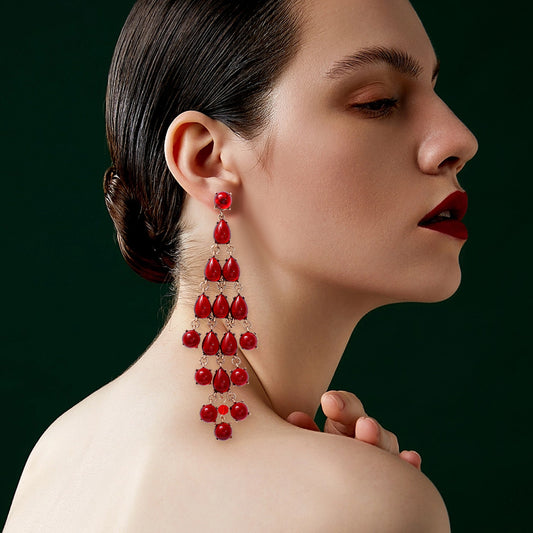 Alloy & Rhinestone Teardrop Earrings - LaTezza Online Shop