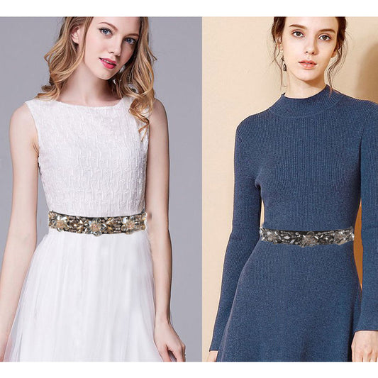 Rhinestone Crystal Waist Women's Elastic Belts - LaTezza Online Shop