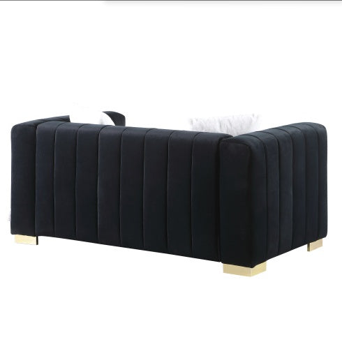 A Modern Channel Sofa Take On A Traditional Chesterfield,Black Color,3 Seater - LaTezza Online Shop
