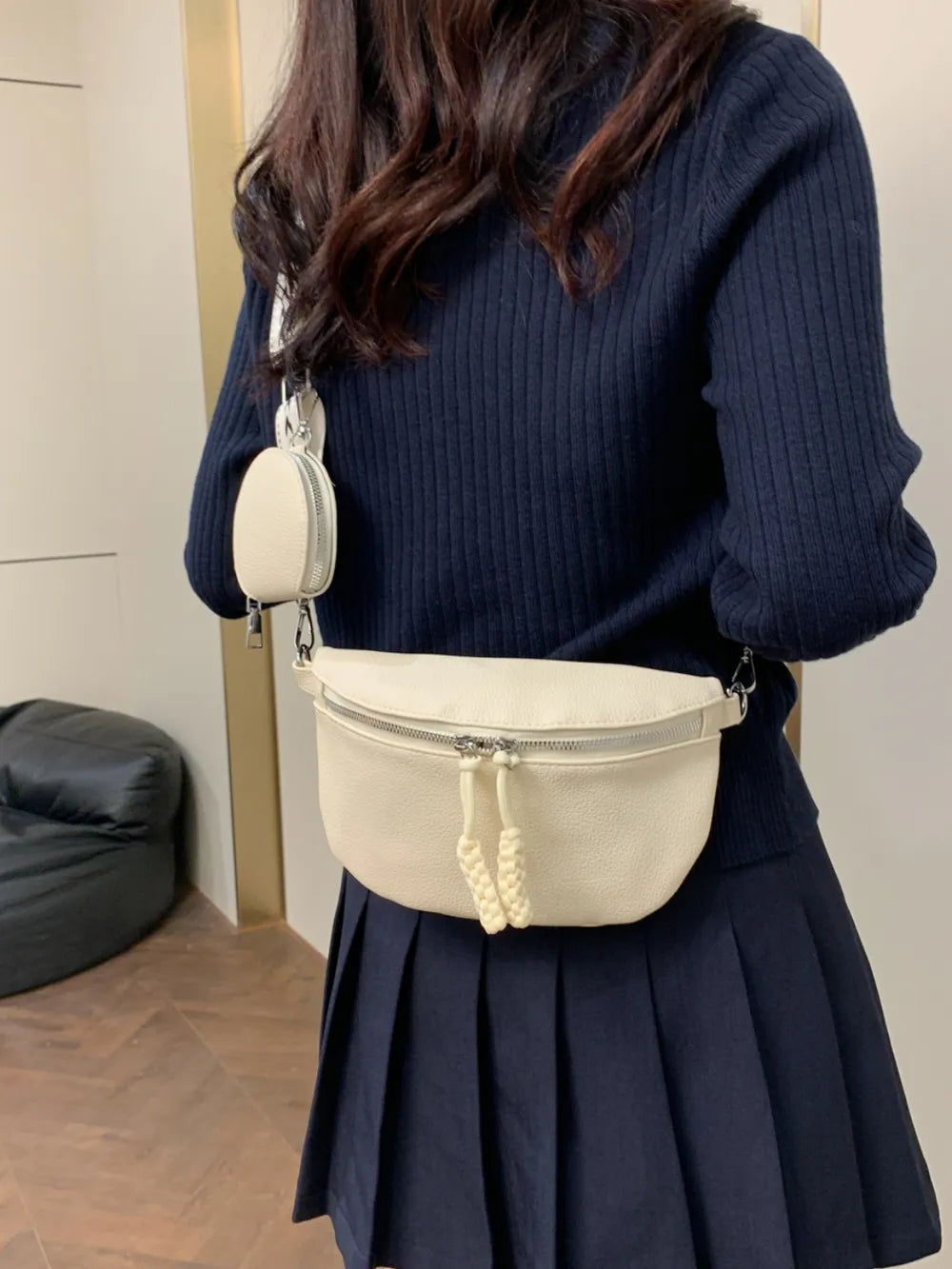 PU Leather Adjustable Strap Crossbody Bag with Coin Purse - LaTezza Online Shop