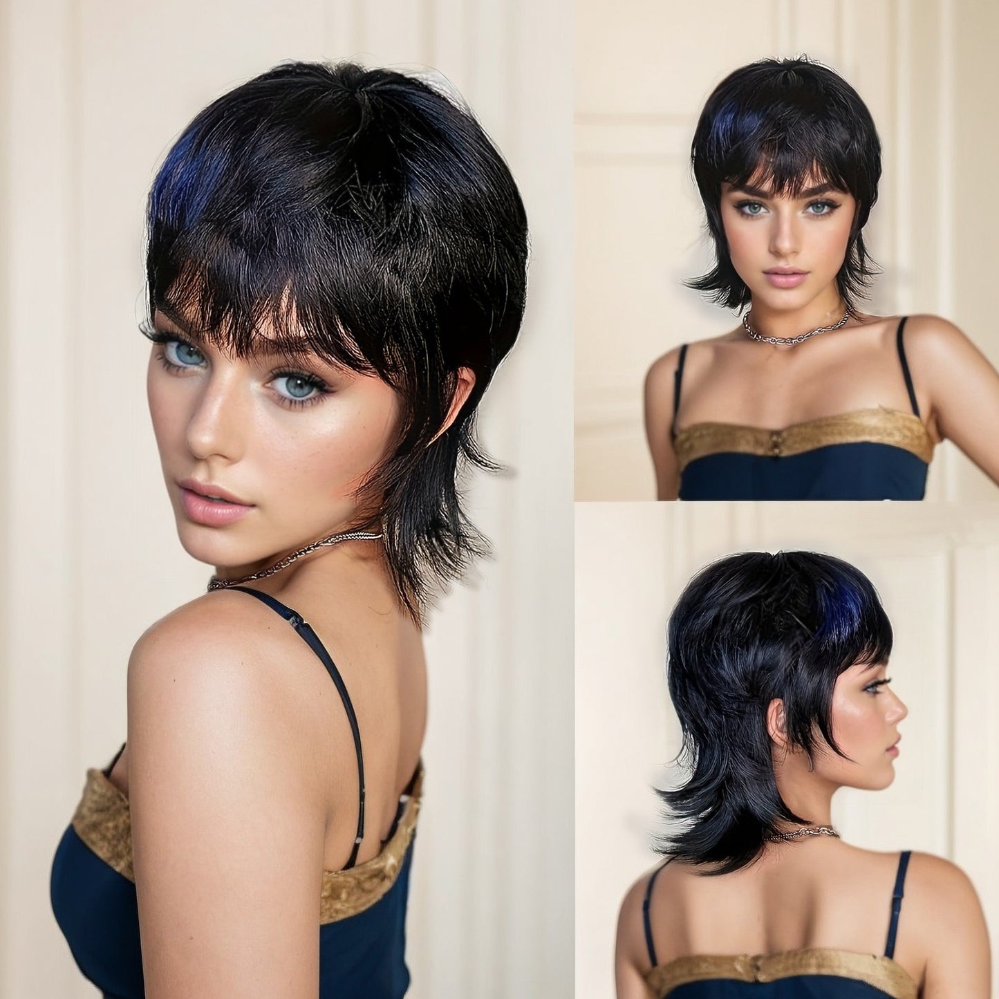 14-Inch Mullet Wig With Fluffy Layered Pixie Cut, Synthetic Short Straight Hair, High-Temperature Chemical Fiber, - LaTezza Online Shop