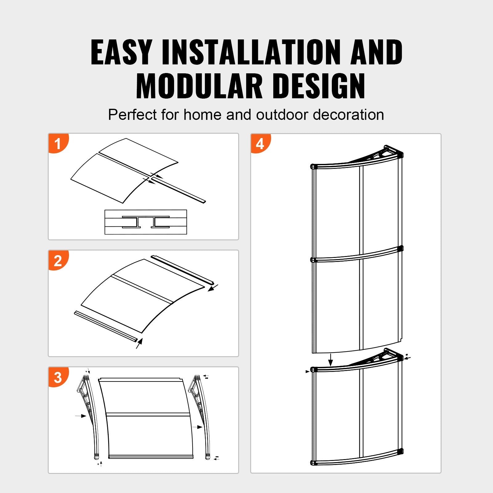VEVOR Window Door Awning Canopy , UPF 50 Polycarbonate Entry Door Outdoor Window Awning Exterior, Front Door Overhang Awning For Sun Shutter, UV, Rain, Snow Protection, Hollow Sheet - LaTezza Online Shop
