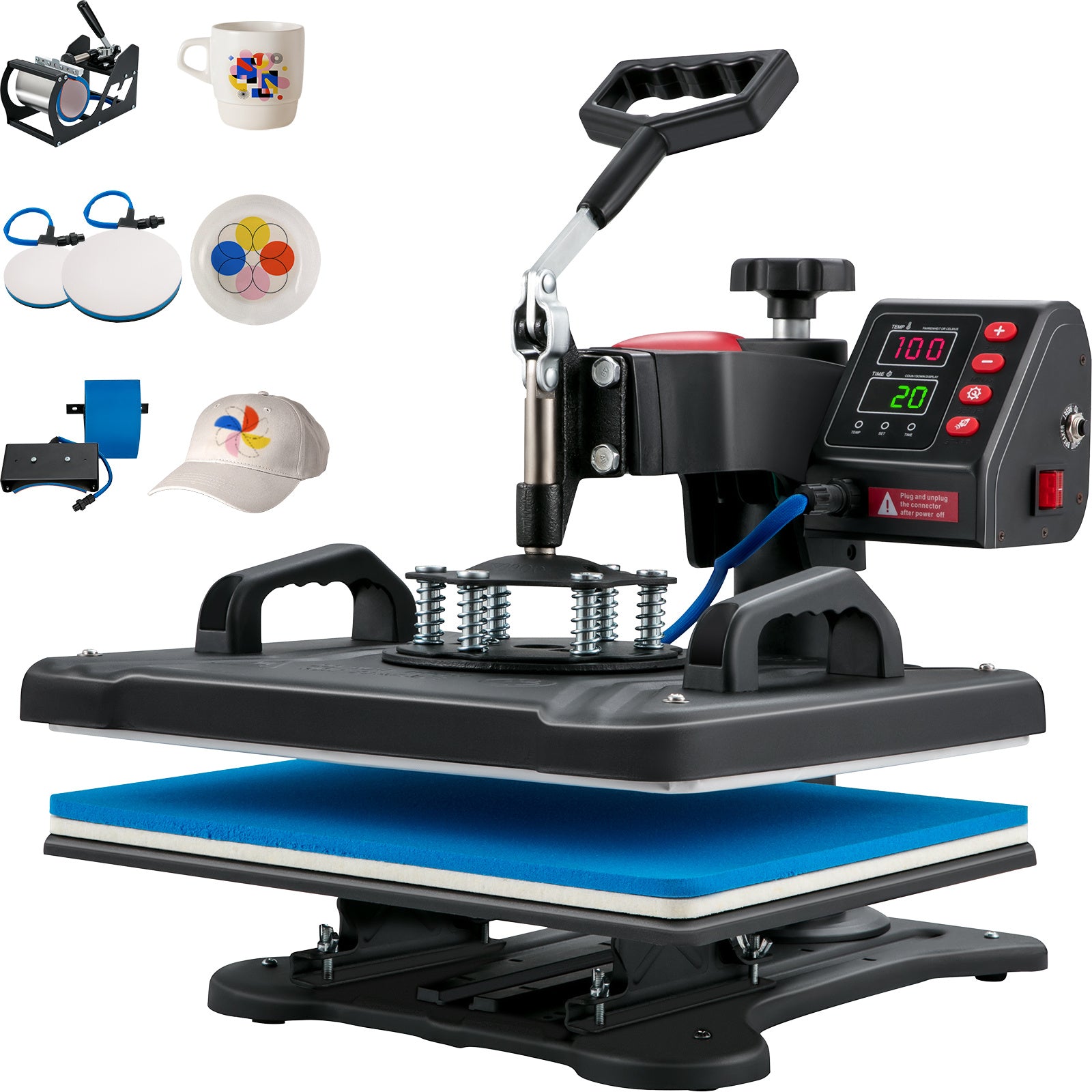 VEVOR Heat Press, 5 In 1 Heat Press Machine Machine 12x15, Clamshell Sublimation Transfer Printer Fast Heat-up, Digital Precise Temperature Control, Vinyl Heat Press For T-Shirt Plate Mug Cup - LaTezza Online Shop