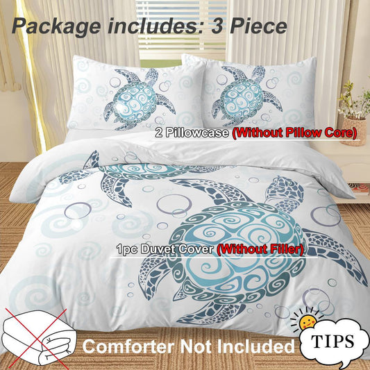 Turtle Bed Sets Ocean 3 Piece Turtle Themed Comforter Cover With 2 Pillowcases - LaTezza Online Shop