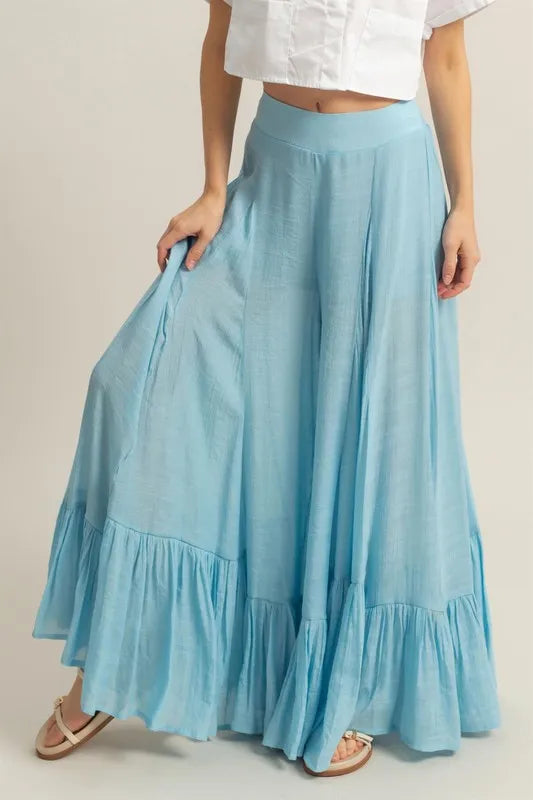 HYFVE High-Waist Ruffle Flared Wide Leg Pants - LaTezza Online Shop