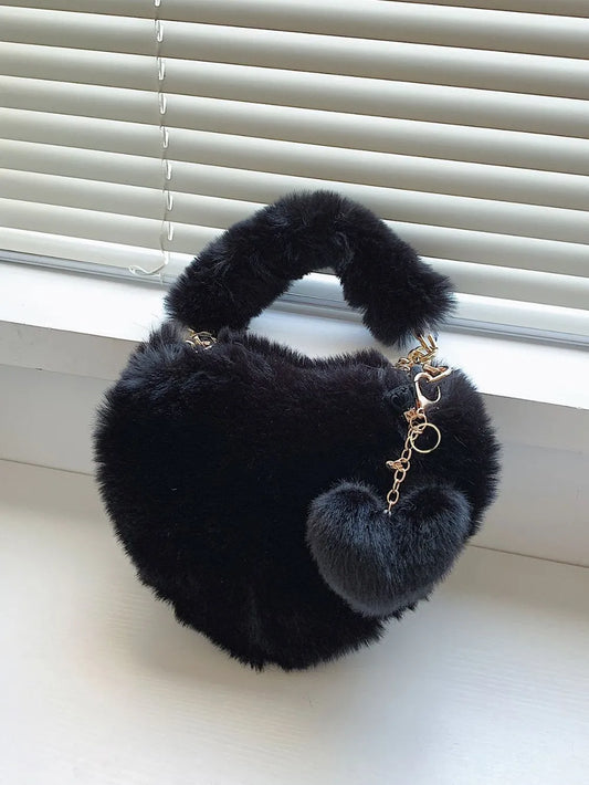 Heart Shape Faux Fur Handbag - LaTezza Online Shop