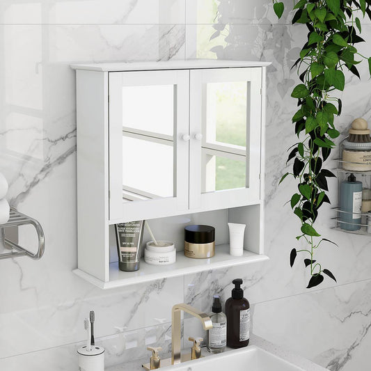Bathroom Wall Cabinet With Double Mirror Doors And Shelves - LaTezza Online Shop