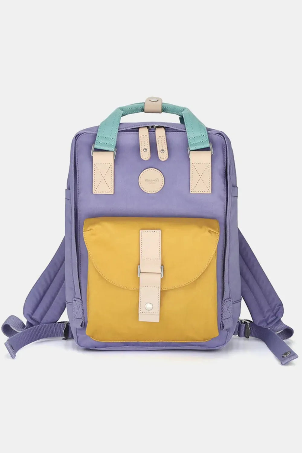Himawari Contrast Waterproof Canvas Backpack Bag with Round Label - LaTezza Online Shop
