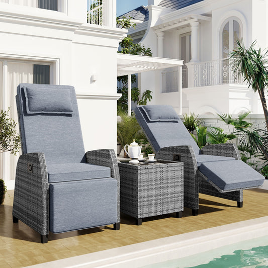 U Style Outdoor Rattan 2-Person Set With Coffee Table for Courtyard - LaTezza Online Shop