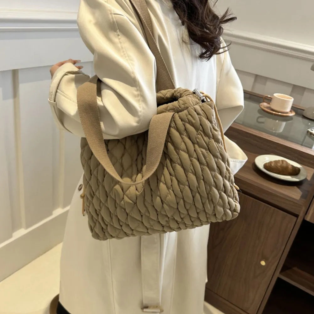 Drawstring Bubble Texture Tote Bag - LaTezza Online Shop