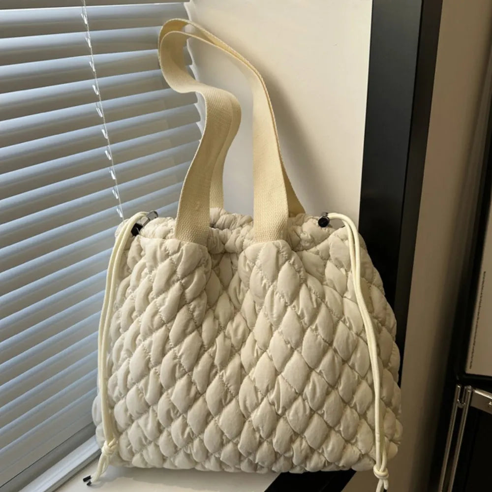 Drawstring Bubble Texture Tote Bag - LaTezza Online Shop