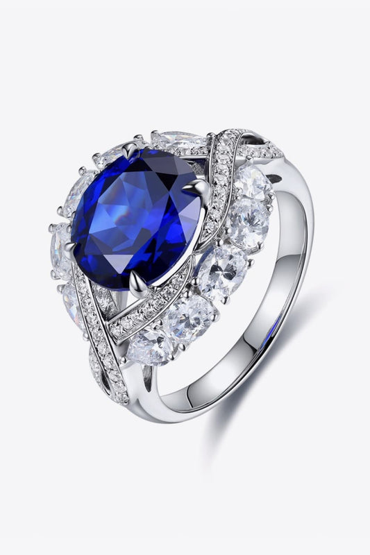 5 Carat Lab-Grown Sapphire Platinum-Plated Ring - LaTezza Online Shop
