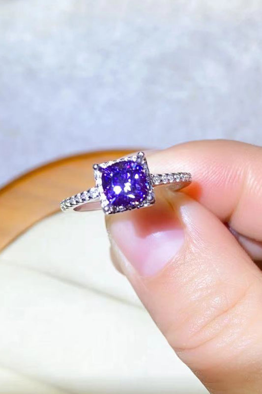 1 Carat Moissanite Platinum-Plated Square Ring - LaTezza Online Shop